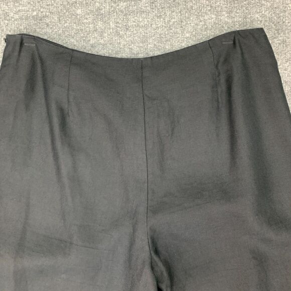 Lafayette 148 Gaucho Linen Pants Womens 8 Solid Black Wide Leg Side Zip Cropped - Picture 9 of 12